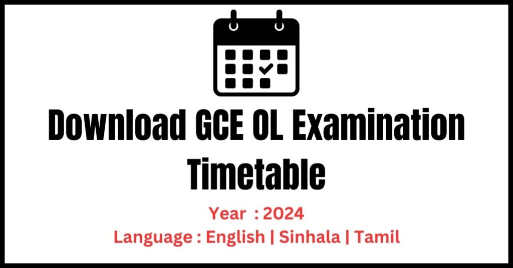 Download GCE OL Examination Timetable